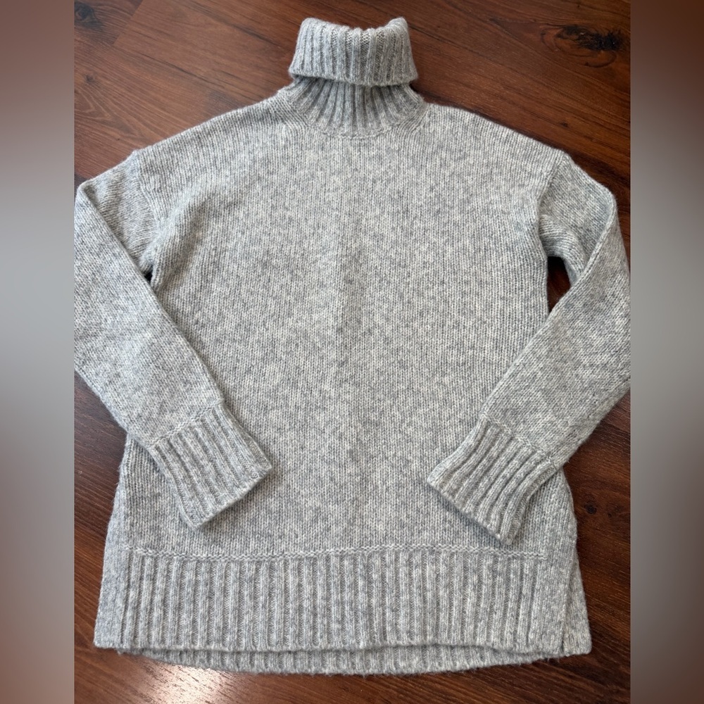 Everlane Wool Cotton Alpaca Blend Turtleneck Sweater Heather Gray Cozy Size S